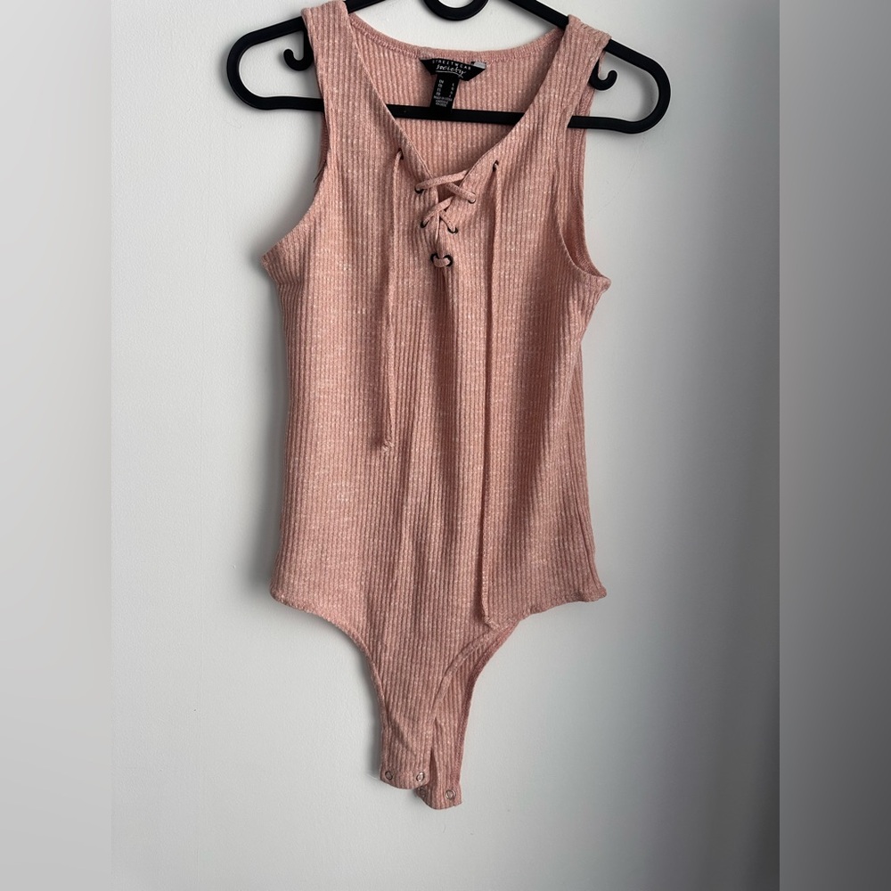 Pink Ribbed Bodysuit - Picture 1 of 3